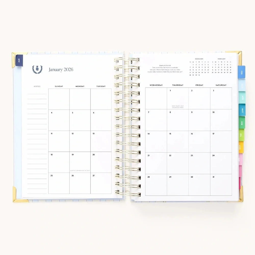 SIMPLIFIED 2026 Daily Planner | Spiral Agenda